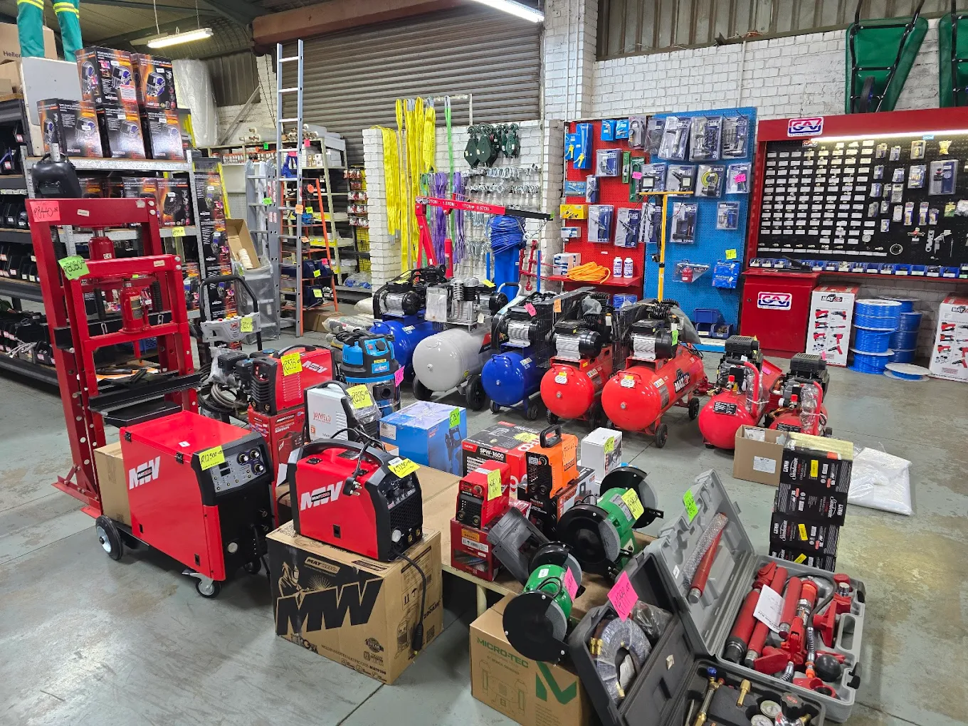 Welding tools, compressors ad fasteners